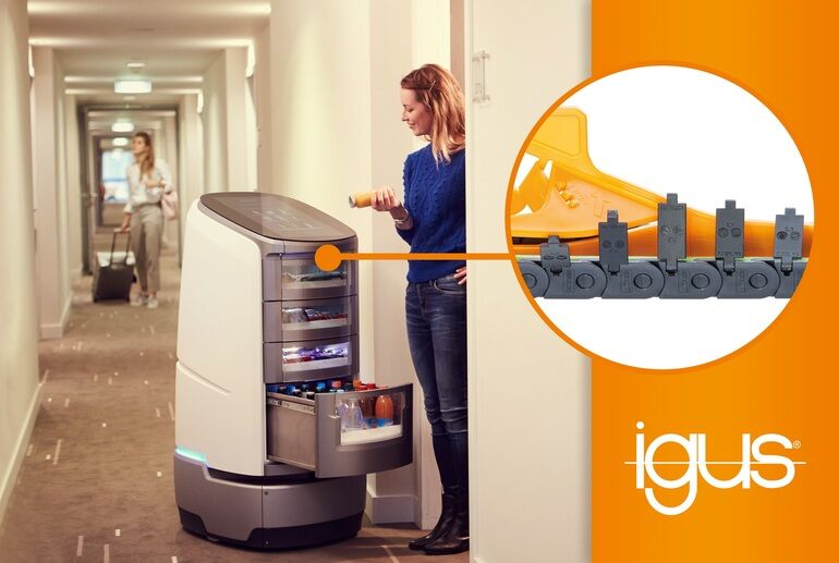 Servicerobotik: Autonomer Zimmerkellner mit kompakten Energieketten von Igus