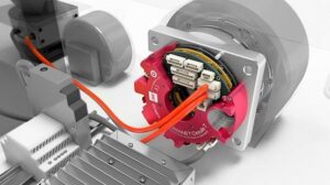 Synapticons “Turnkey AGV Solution” für AGV / AMR umfasst den kompletten Antrieb mit Motor, Rad, Bremse und die Steuerungselektronik sowie die funktionale Safety, die Hard- und Software zur Steuerung und die komplette Verkabelung. Bild: Synapticon